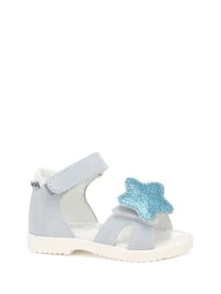 Leder-Sandalen In Hellblau