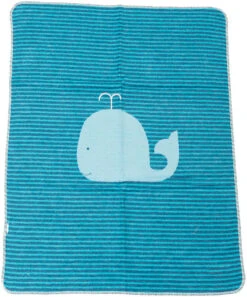 Babydecke "Wal/Streifen", Türkis, 70 X 90 Cm