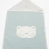 Puckdecke Mit Kapuze "Bär", Hellgrün, 45 X 76 Cm