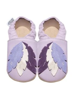 Leder-Krabbelschuhe "Federn" In Flieder