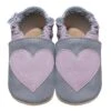 Leder-Krabbelschuhe "Herz" In Grau