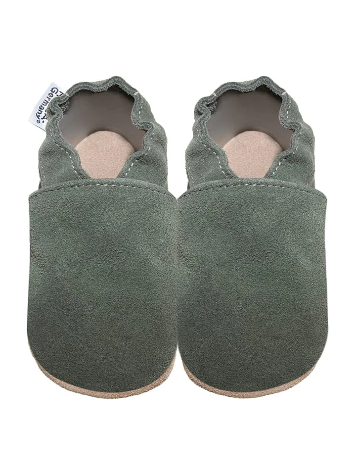 Leder-Krabbelschuhe In Oliv