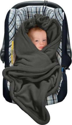 Einschlagdecke, Fleece, Anthrazit, 80 X 80 Cm