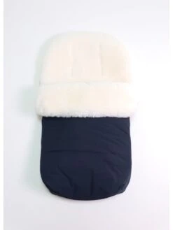 Lammfell-Fußsack In Dunkelblau - (L)85 X (B)45 Cm