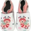 Leder-Krabbelschuhe "Biene" In Weiß/ Rosa