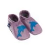 Krabbelschuhe / Lederpuschen Mit Delfin In Lila / Hellblau