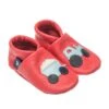 Krabbelschuhe / Lederpuschen Mit Traktor In Rot / Hellblau