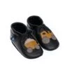 Krabbelschuhe / Lederpuschen Mit Traktor In Schwarz / Gelb