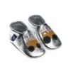 Krabbelschuhe / Lederpuschen Mit Traktor In Silber / Gelb
