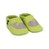 Krabbelschuhe / Lederpuschen Mit Wal In Apfelgrün / Grau