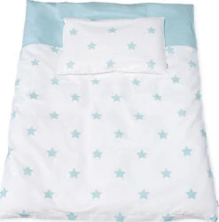 Pinolino 630022-2 Wendebettwäsche Sternchen, Perkal, Hellblau, 100x135 Cm