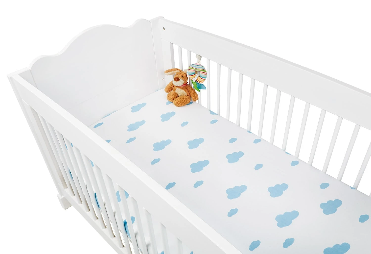 Pinolino Jersey-Spannbetttücher Für Kinderbetten Im Doppelpack 'Wölkchen' In Hellblau