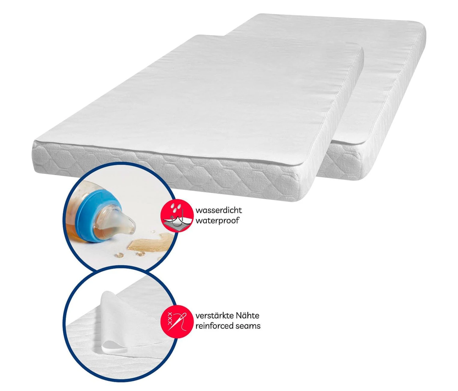 Playshoes Molton/Frottee-Betteinlage 50x70 Cm 2er Pack In Weiß – Bild 2