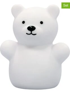 Reer 2er-Set: LED-Nachtlichter "Lumilu Mini Zoo - Bear" In Weiß - (H)8,5 Cm