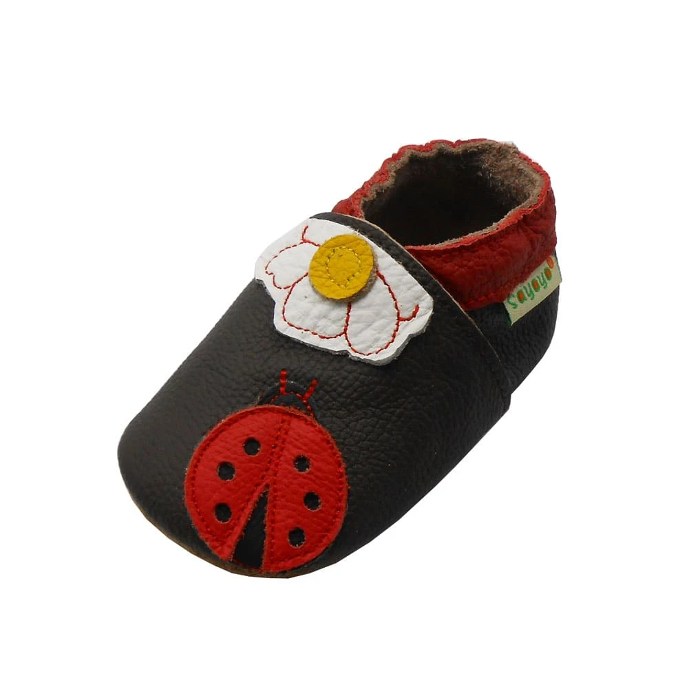 Leder-Krabbelschuhe "Marienkäfer" In Dunkelbraun – Bild 3